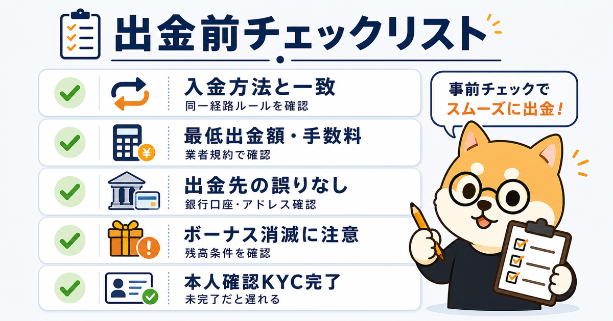 海外FX出金前の確認チェックリスト5項目