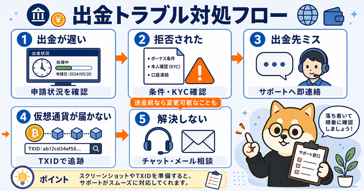 海外FX出金トラブル発生時の対処フロー