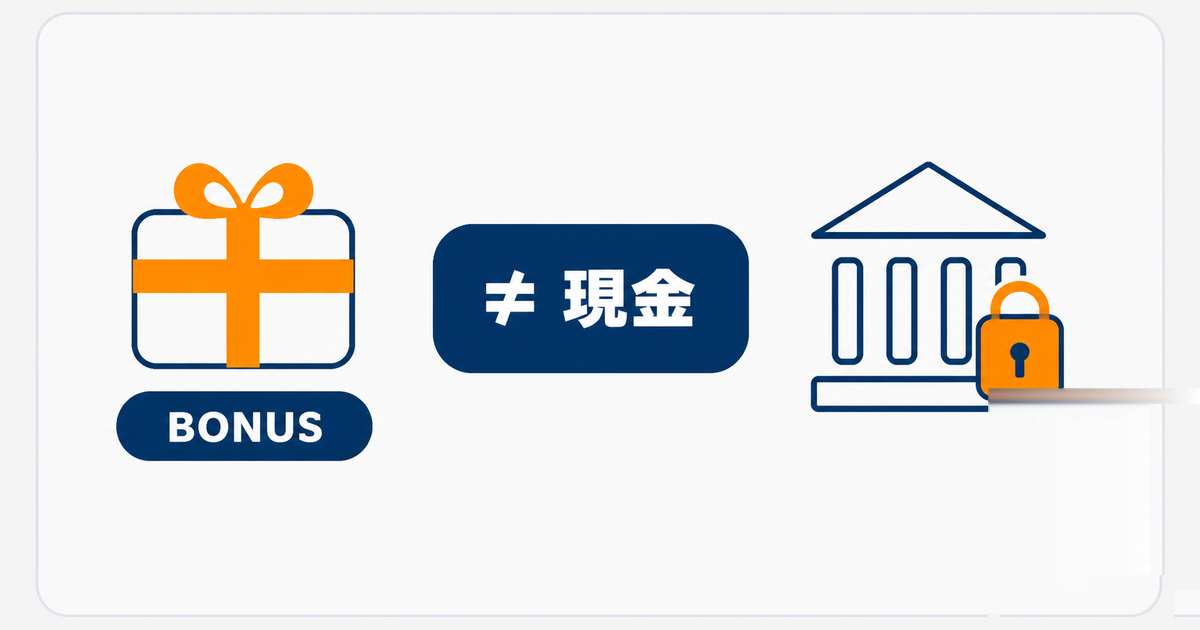 ボーナスは現金ではなく取引に使う証拠金であることを示す図解
