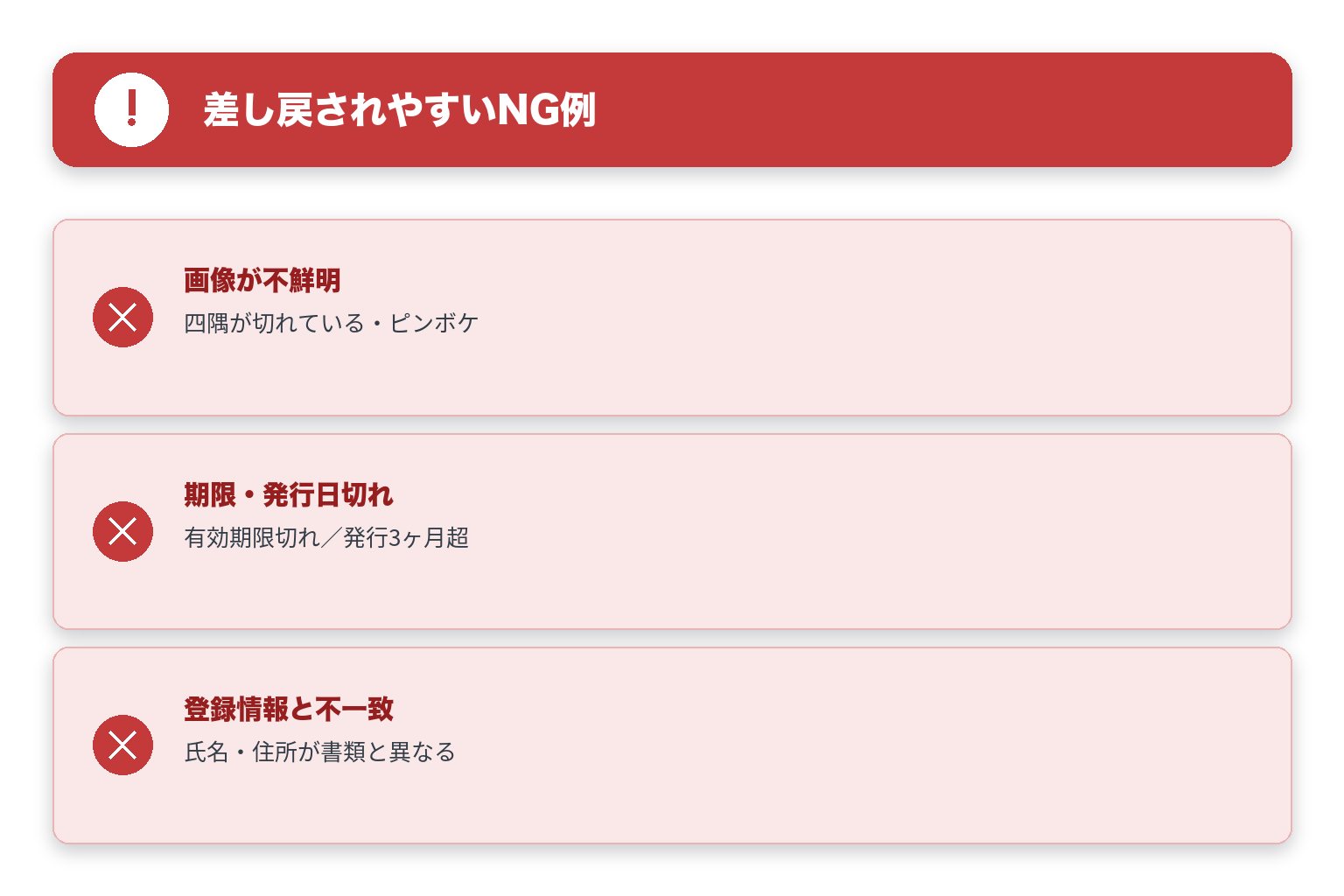 本人確認書類で差し戻されやすいNG例