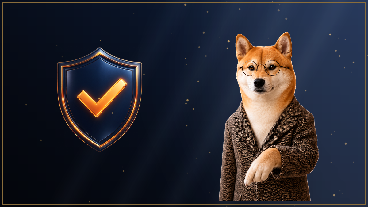 盾のチェックマークを指し示す柴犬のイラスト・BigBossゼロカットの注意点まとめ